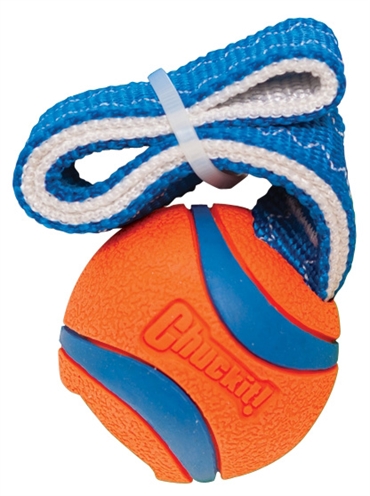 Hondenspeelgoed - Chuckit Ultra Tug - rubber bal met handvat - 5 cm - Hondenpleintje.nl