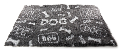 Vetbed hondendeken - dog print grijs/wit - gerecycled - 75x50 cm - Hondenpleintje.nl