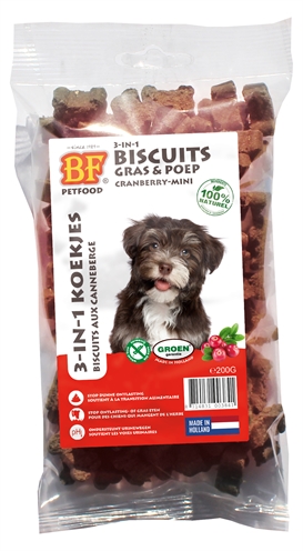 Hondenkoekjes mini - BF Petfood 3 in 1 - met cranberry - 200 gram - Hondenpleintje.nl