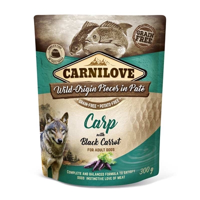 Hondenvoer natvoer - Carnilove - karper zwarte wortel - 12x300 gr - Hondenpleintje.nl