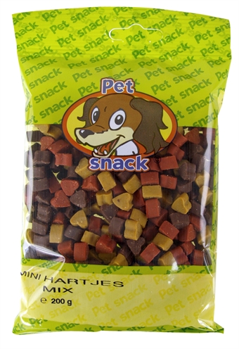Petsnack mini hartjes mix - hondensnoepjes - 14 zakjes - 200 gram - Hondenpleintje.nl